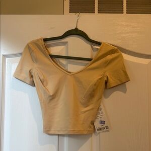 Lululemon Align Tee - Tan Short Sleeve Fitted Crop Bodysuit